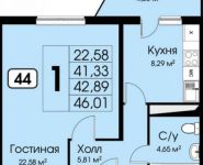 1-комнатная квартира площадью 46 кв.м, Можайское ш, 1 | цена 2 898 630 руб. | www.metrprice.ru