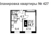 1-комнатная квартира площадью 34.7 кв.м, Нововладыкинский проезд, 1к4 | цена 6 200 717 руб. | www.metrprice.ru