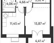 1-комнатная квартира площадью 41.57 кв.м, Фабрициуса | цена 6 859 050 руб. | www.metrprice.ru