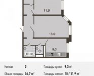 2-комнатная квартира площадью 56 кв.м, Базовская ул., 15 | цена 7 257 000 руб. | www.metrprice.ru