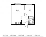 1-комнатная квартира площадью 43.17 кв.м, Складочная ул, 6 | цена 7 157 586 руб. | www.metrprice.ru