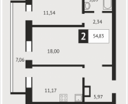 2-комнатная квартира площадью 54.8 кв.м, Клубная, 9 | цена 5 050 532 руб. | www.metrprice.ru
