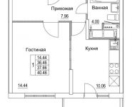 1-комнатная квартира площадью 37.66 кв.м, 2-я Муравская | цена 5 170 326 руб. | www.metrprice.ru