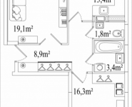 2-комнатная квартира площадью 64.8 кв.м, Строителей, корп.19 | цена 3 240 000 руб. | www.metrprice.ru