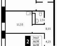 2-комнатная квартира площадью 67 кв.м, Клубная, 13 | цена 6 040 720 руб. | www.metrprice.ru