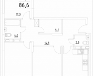 3-комнатная квартира площадью 86.6 кв.м, Строителей, корп.34 | цена 4 806 300 руб. | www.metrprice.ru