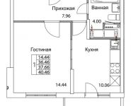 1-комнатная квартира площадью 37.66 кв.м, 2-я Муравская | цена 5 219 676 руб. | www.metrprice.ru