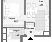 1-комнатная квартира площадью 31.61 кв.м, 1-я Ямская, 2 | цена 7 510 000 руб. | www.metrprice.ru