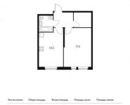 1-комнатная квартира площадью 44.8 кв.м, Ленинский проспект, 20 | цена 4 305 280 руб. | www.metrprice.ru