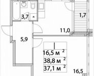 1-комнатная квартира площадью 38.8 кв.м, Автозаводская ул., 23К6 | цена 11 375 384 руб. | www.metrprice.ru