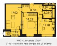 2-комнатная квартира площадью 58.41 кв.м, деревня Картмазово, 202 | цена 3 921 497 руб. | www.metrprice.ru