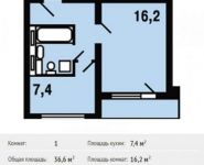 1-комнатная квартира площадью 36.6 кв.м, улица Вертолётчиков, 5к1 | цена 4 282 200 руб. | www.metrprice.ru