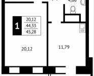 1-комнатная квартира площадью 45.3 кв.м, Клубная, 13 | цена 4 769 184 руб. | www.metrprice.ru