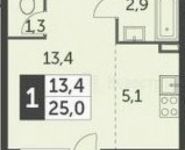 1-комнатная квартира площадью 25 кв.м,  | цена 4 080 000 руб. | www.metrprice.ru