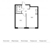 1-комнатная квартира площадью 42.4 кв.м, Поляны ул, | цена 6 457 520 руб. | www.metrprice.ru