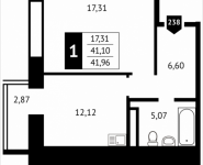 1-комнатная квартира площадью 42 кв.м, Клубная, 13 | цена 4 421 760 руб. | www.metrprice.ru