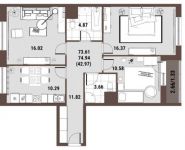 3-комнатная квартира площадью 74 кв.м, деревня Рузино, 34 | цена 6 200 000 руб. | www.metrprice.ru
