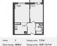 2-комнатная квартира площадью 48.8 кв.м, Богородский мкр, 14 | цена 3 368 580 руб. | www.metrprice.ru