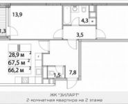 2-комнатная квартира площадью 67.5 кв.м, Автозаводская ул., 23К6 | цена 12 816 630 руб. | www.metrprice.ru