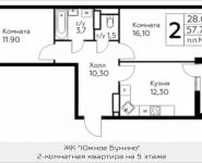 2-комнатная квартира площадью 57.7 кв.м, д.Столбово, уч.40/2, корп.7 | цена 4 662 015 руб. | www.metrprice.ru