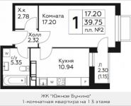 1-комнатная квартира площадью 39.75 кв.м, д.Столбово, уч.40/2, корп.4 | цена 3 708 873 руб. | www.metrprice.ru