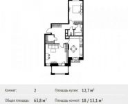 2-комнатная квартира площадью 63.8 кв.м в ЖК «Лайково»,  | цена 6 208 250 руб. | www.metrprice.ru