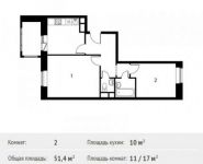 2-комнатная квартира площадью 51.4 кв.м, Шестая улица, 15 | цена 5 289 369 руб. | www.metrprice.ru