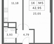 1-комнатная квартира площадью 42.95 кв.м, Мякининское шоссе, 3 | цена 4 157 560 руб. | www.metrprice.ru