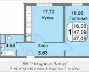 1-комнатная квартира площадью 47 кв.м, Большая Очаковская улица, 44 | цена 7 080 000 руб. | www.metrprice.ru