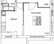 1-комнатная квартира площадью 40.7 кв.м, 2-я Муравская, корп.8 | цена 4 775 708 руб. | www.metrprice.ru