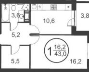 1-комнатная квартира площадью 43 кв.м, Народного Ополчения ул., 18 | цена 3 959 010 руб. | www.metrprice.ru