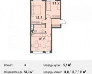 3-комнатная квартира площадью 54.3 кв.м, Донецкая улица, 30с29 | цена 4 289 700 руб. | www.metrprice.ru