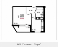 1-комнатная квартира площадью 36.6 кв.м, Шестая, 13 | цена 2 750 000 руб. | www.metrprice.ru