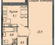 1-комнатная квартира площадью 45.9 кв.м, Ленинский проспект, 4, корп.4 | цена 4 491 315 руб. | www.metrprice.ru