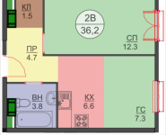 2-комнатная квартира площадью 36.2 кв.м, Авангардная, корп.7 | цена 3 982 000 руб. | www.metrprice.ru