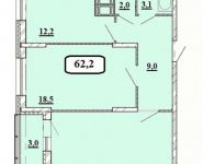 2-комнатная квартира площадью 62.2 кв.м, бульвар Космонавтов, 13 | цена 7 097 515 руб. | www.metrprice.ru