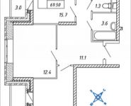 3-комнатная квартира площадью 69.5 кв.м, Дружбы, 3, корп.33 | цена 5 942 250 руб. | www.metrprice.ru