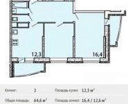 2-комнатная квартира площадью 64 кв.м,  | цена 4 209 200 руб. | www.metrprice.ru