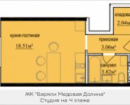 1-комнатная квартира площадью 27.43 кв.м, Октябрьская, к6 | цена 2 915 397 руб. | www.metrprice.ru