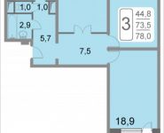 3-комнатная квартира площадью 78 кв.м, 2-й Грайвороновский проезд, 38, корп.9 | цена 10 761 878 руб. | www.metrprice.ru