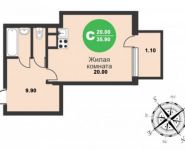 1-комнатная квартира площадью 35.9 кв.м, Зелёная улица, 1 | цена 2 459 150 руб. | www.metrprice.ru