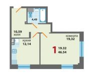 1-комнатная квартира площадью 46.54 кв.м, улица Тайнинская, д.20 | цена 4 421 300 руб. | www.metrprice.ru