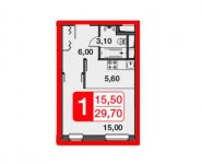 2-комнатная квартира площадью 56.3 кв.м, улица Барышевская Роща, 1 | цена 4 838 360 руб. | www.metrprice.ru