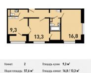 2-комнатная квартира площадью 57.6 кв.м, Рождественская улица, 33 | цена 6 132 100 руб. | www.metrprice.ru