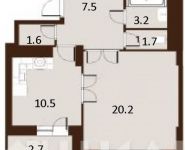 1-комнатная квартира площадью 44.3 кв.м, Вавилова ул, 27к1 | цена 13 754 043 руб. | www.metrprice.ru