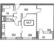 2-комнатная квартира площадью 63.7 кв.м, пр-кт Будённого, д. 51к1 | цена 11 588 392 руб. | www.metrprice.ru