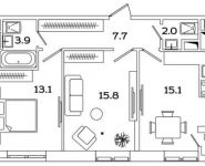 2-комнатная квартира площадью 57.4 кв.м, Рязанский просп., 2 | цена 9 688 201 руб. | www.metrprice.ru