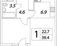 1-комнатная квартира площадью 39.4 кв.м, Тагильская улица, 4с22 | цена 4 752 625 руб. | www.metrprice.ru