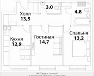2-комнатная квартира площадью 63 кв.м, Шелепихинская набережная, влд 34, корп.6 | цена 16 159 910 руб. | www.metrprice.ru