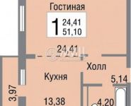 1-комнатная квартира площадью 51.1 кв.м, квартал Изумрудный, 9 | цена 6 500 000 руб. | www.metrprice.ru